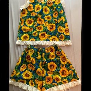 Handmade Sunflower Tank and Short Set Sz S/M